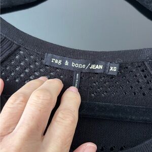 Rag & Bone Sexy Black Perforated Knit Long Sleeve Top